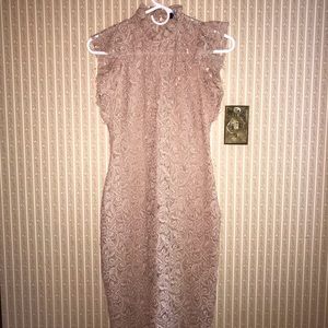 Zara Woman Blush Pink Lace Bodycon Dress